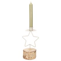 Product Star-shaped candle holder with wooden base for a 20cm candle