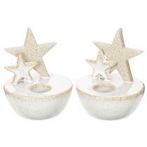 Product Ceramic Star Candle Holders, Christmas Decoration, 11cm, 2 Pieces