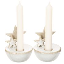 Product Ceramic Star Candle Holders, Christmas Decoration, 11cm, 2 Pieces