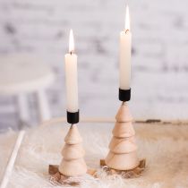 Product Candle holder Christmas tree decoration wood natural H13cm 4 pcs