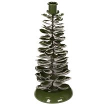 Product Candlestick Christmas tree green metal decoration 28cm