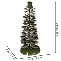 Product Candlestick Christmas tree green metal decoration 28cm