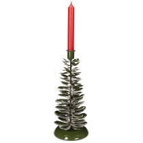 Product Candlestick Christmas tree green metal decoration 28cm
