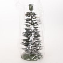 Product Candlestick Christmas tree green metal decoration 28cm