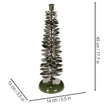 Product Candlestick in Christmas tree design, green metal, 45cm