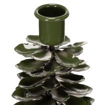 Product Candlestick in Christmas tree design, green metal, 45cm