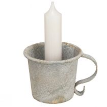 Product Candle holder vintage cup metal grey Ø7cm H6cm 2pcs