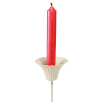 Product Candle holder with spike in flower shape, cream-colored, 11cm, 4 pieces
