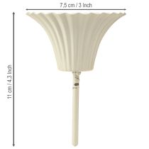 Product Candle holder with spike in flower shape, cream-colored, 11cm, 4 pieces