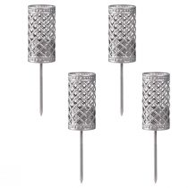 Product Stick candle holders, silver-grey, Ø22mm, H10cm, 4 pieces
