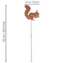 Product Garden stake squirrel rust decorative stake for flower bed and flower pot 52cm 2pcs