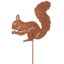 Product Garden stake squirrel rust decorative stake for flower bed and flower pot 52cm 2pcs