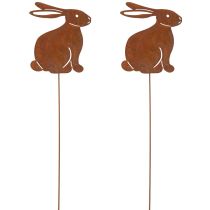 Product Metal Garden Stake Rusty Rabbit Rustic eye-catcher for flower beds and planters 100cm 2 pieces