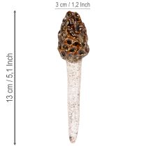 Product Artificial morel mushroom decorative stake for plant pots and table, 13cm, 2 pieces