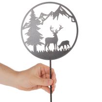 Product Decorative stake, forest animals, deer and pine tree, 100cm