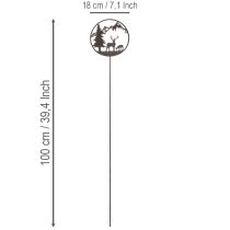 Product Decorative stake, forest animals, deer and pine tree, 100cm