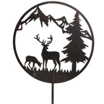 Product Decorative stake, forest animals, deer and pine tree, 100cm