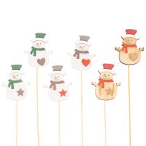 Product Wooden snowman stakes for flower decorations, Christmas, 31cm, 12 pieces