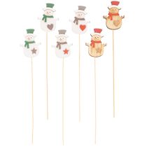Product Wooden snowman stakes for flower decorations, Christmas, 31cm, 12 pieces