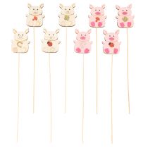 Product Decorative wooden garden stakes, piglet style, 31cm, 16 pieces