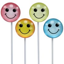 Decorative smiley on the stick, assorted colors 3.5cm 8pcs
