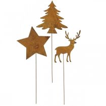 Product Garden stake patina deer deco star fir H14/20 3pcs