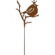 Patina garden decoration plug metal bird with crown 6 pieces