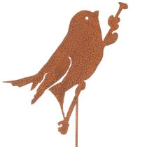 Product Bird garden stake, rusted metal decorative stake, 52cm