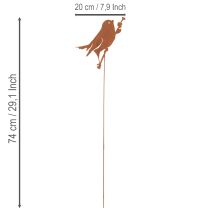 Product Bird garden stake, rusted metal decorative stake, 52cm