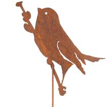 Product Bird garden stake, rusted metal decorative stake, 52cm