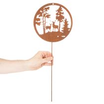 Product Garden stake, rust-colored, round, deer silhouette, forest decoration, 53cm, 2 pieces