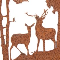 Product Garden stake, rust-colored, round, deer silhouette, forest decoration, 53cm, 2 pieces