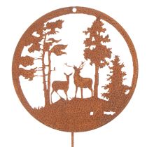 Product Garden stake, rust-colored, round, deer silhouette, forest decoration, 53cm, 2 pieces