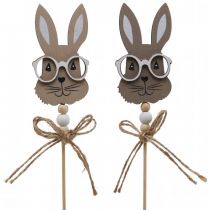 Flower plug bunny with glasses decorative plug wood 4×7.5cm 12pcs
