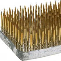 Product Kenzan Ikebana Flower Stem, Silver Brass, Rectangular, 60×45mm
