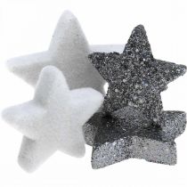 Scatter decoration Christmas stars grey/black Ø4/5cm 40p