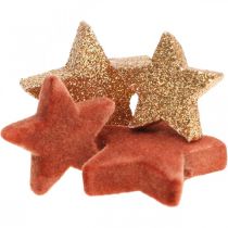 Scatter decoration Christmas stars brown/orange Ø4/5cm 40p