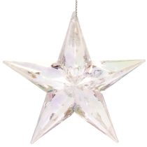 Product Decorative star ornaments, iridescent clear acrylic, Christmas tree decorations, 9cm, 6 pieces