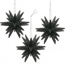 Product Christmas decoration stars for hanging black Ø7.5cm 8 pcs