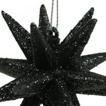 Product Christmas decoration stars for hanging black Ø7.5cm 8 pcs