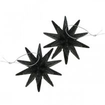 Product Christmas decoration stars for hanging black Ø7.5cm 8 pcs