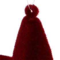 Product Star flocked dark red 10cm