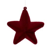 Product Star flocked dark red 10cm