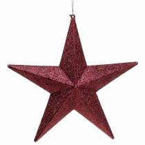 Product Decoration hanger glitter star burgundy 21cm 2pcs