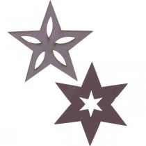 Product Deco wood stars purple poinsettias self-adhesive 4cm mix 36pcs