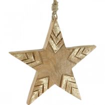 Product Star Mango Wood Natural, Golden Wooden Star Christmas 19,5cm 3 pcs