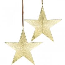 Product Gold star, Advent decoration, decoration pendant for Christmas 12 × 13cm 2pcs