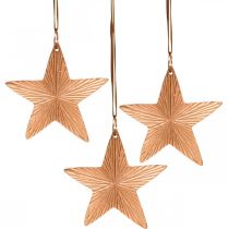 Star pendant, Christmas decoration, metal decoration copper-colored 9.5 × 9.5cm 3pcs