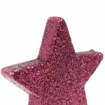 Product Scatter decoration glitter star 6.5cm pink 36 pcs