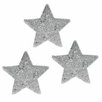 Product Scatter Decoration Stars with Glitter Ø6.5cm Silver 36 pcs
